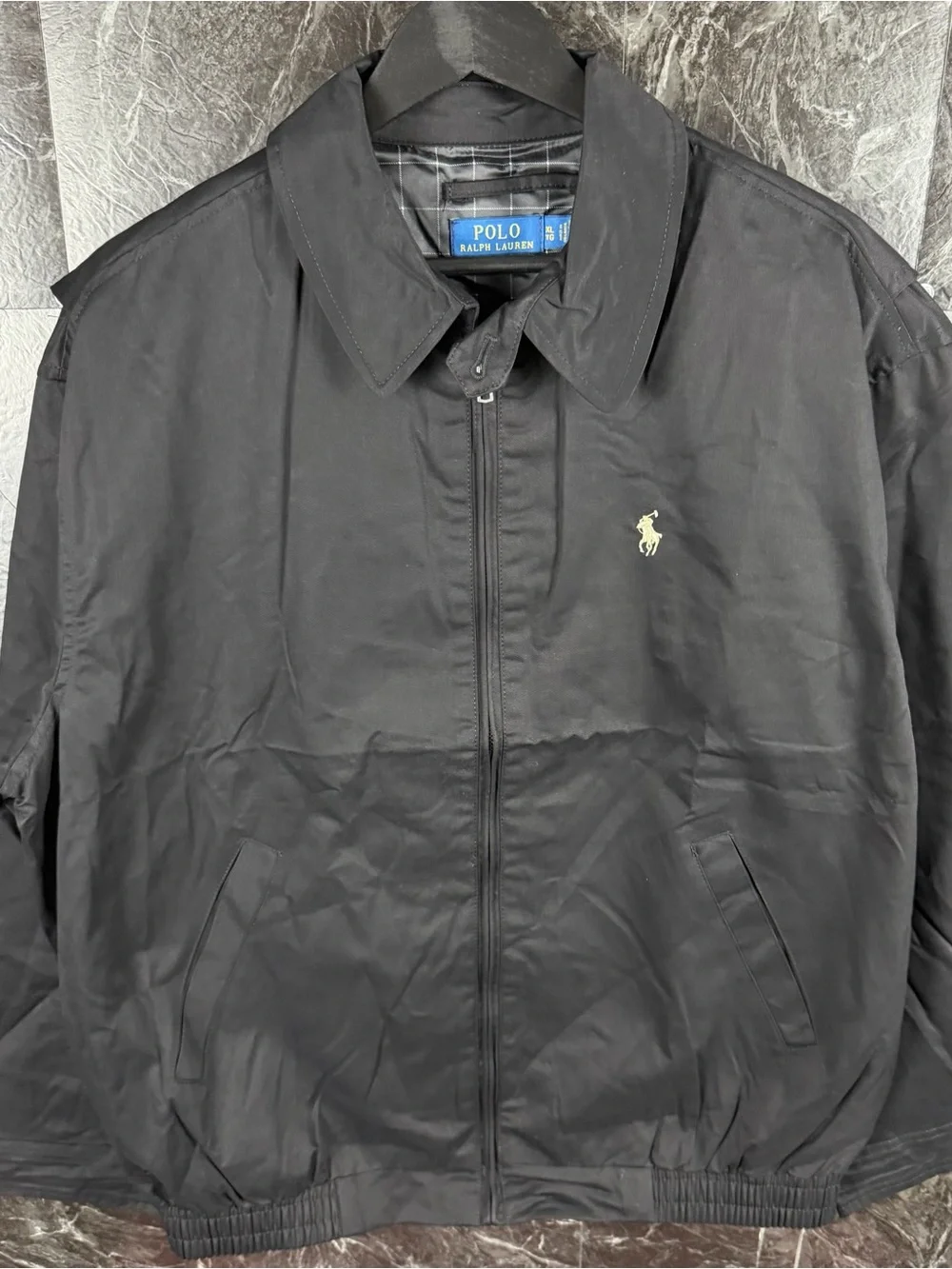 Polo Ralph Lauren Black Plaid Bi Packable Harrington Jacket XL